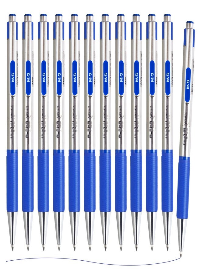 ام اند جي أقلام حبر جاف من إم آند جي، أقلام حبر أزرق، سن متوسط 0.7 مم، أقلام حبر جاف قابلة للسحب، عبوة كبيرة، كتابة سلسة تدوم طويلاً مع قبضة مانعة للانزلاق، مناسبة للكتابة اليومية، لوازم مكتبية، مدرسية، للنساء والرجال (عبوة من 12 قلمًا) - Image 1